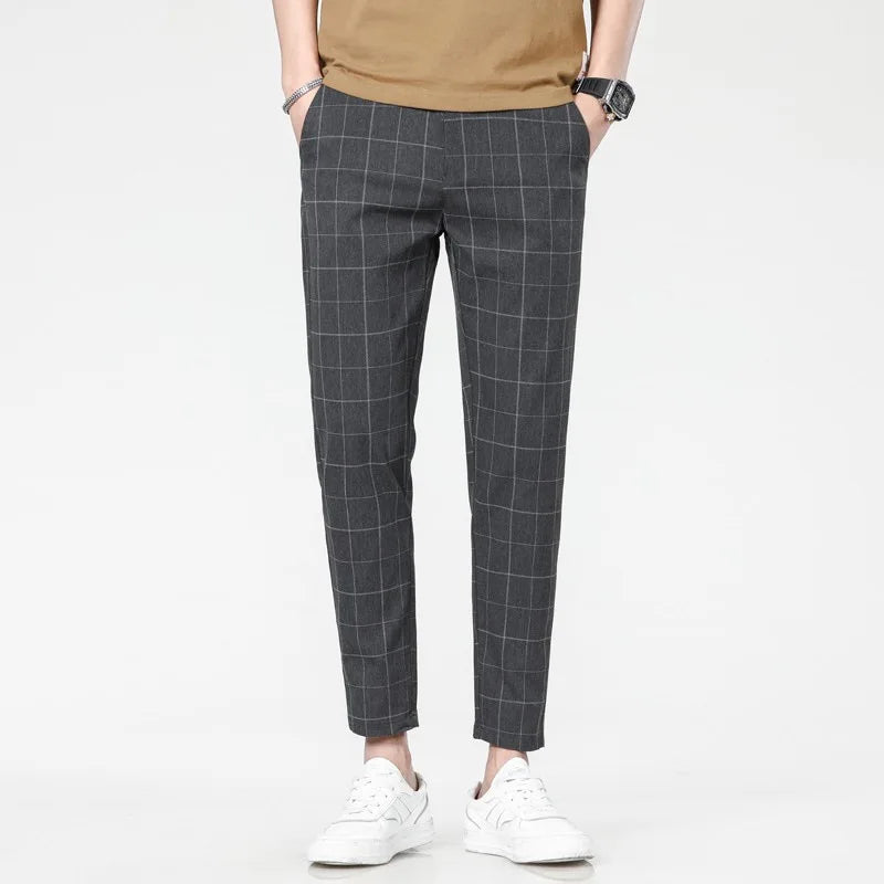 Men's Summer Thin Ice Silk Casual Quick Dry Elastic Pants Breathable Loose Straight Leg Sporty Comfortable Lightweight Trousers